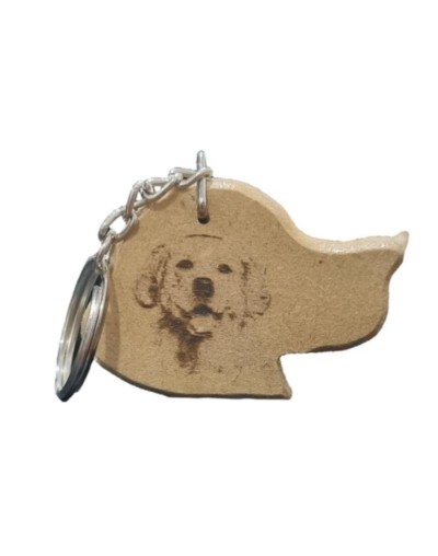 Llavero en madera forma de perro personalizado