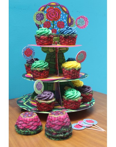 STAND PARA CUPCAKE DISEÑO VITRAL