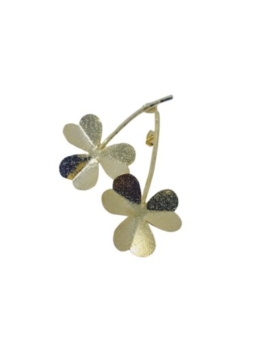 Pendientes trebol en bronce con baño de oro