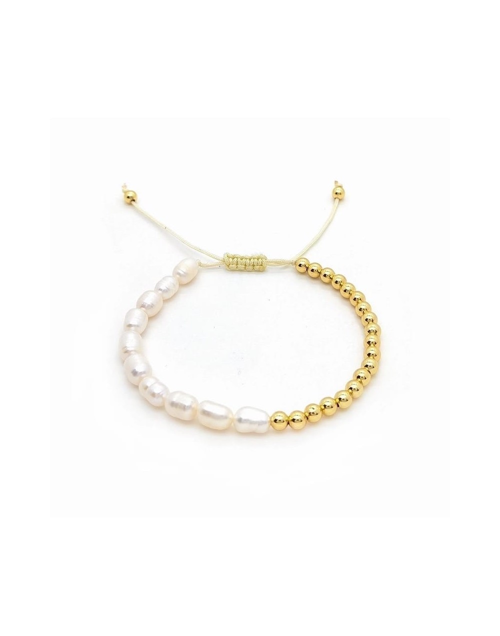 Manilla con perlas naturales y balines