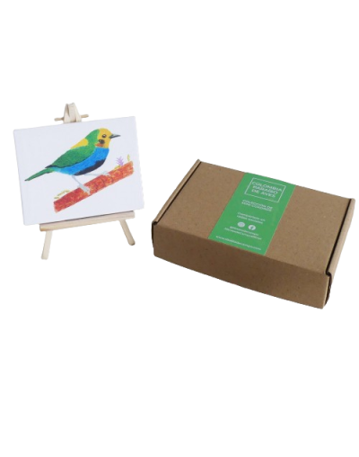 Cuadros de aves con atril en caja de regalo