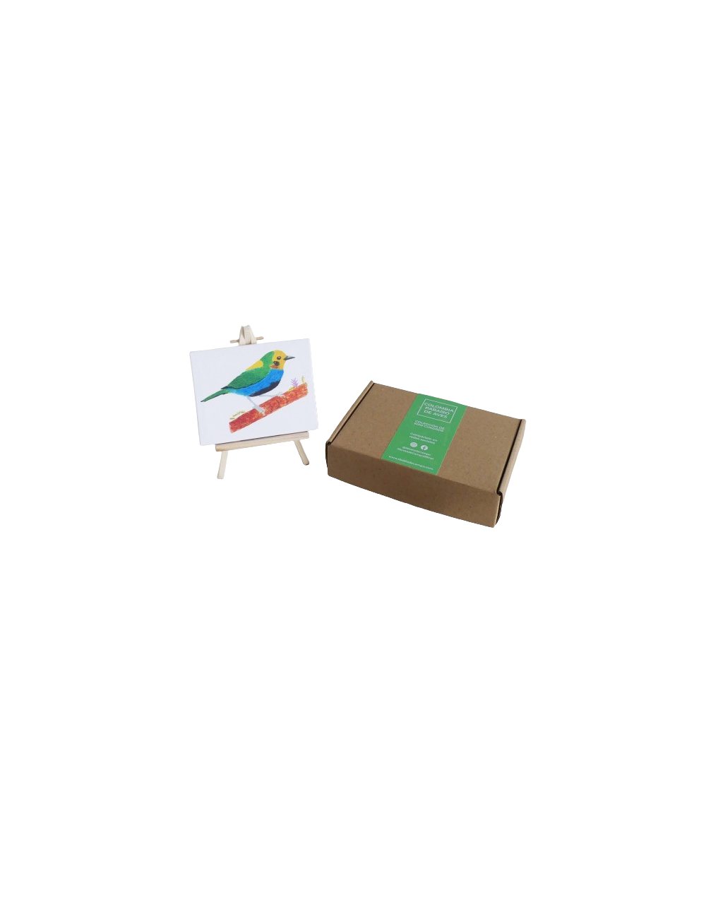 Cuadros de aves con atril en caja de regalo
