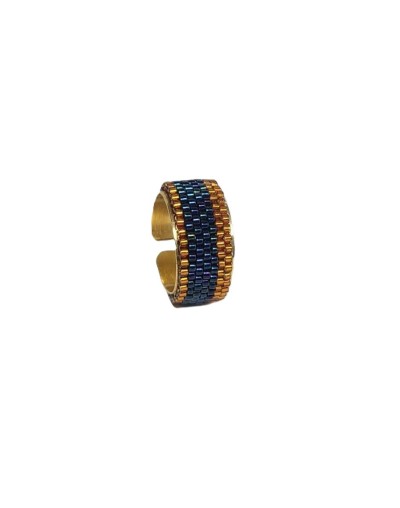 Anillo  ajustable tornasol azul y dorado