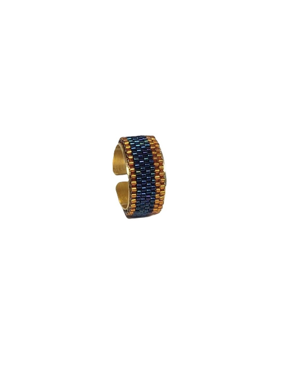 Anillo  ajustable tornasol azul y dorado