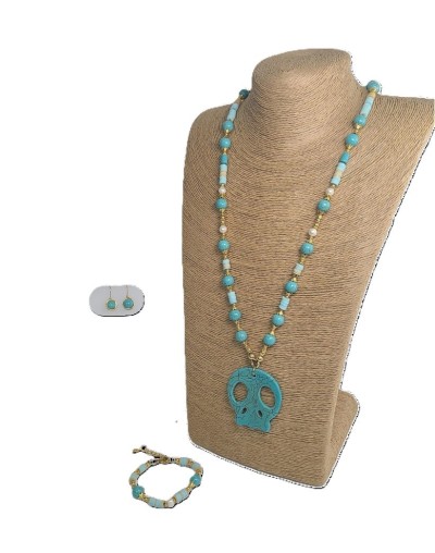 Set turquesa dije calavera