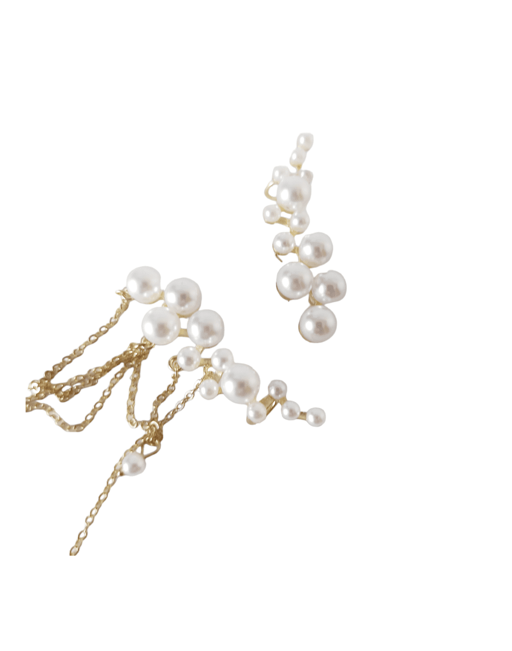 Aretes largos de perlas