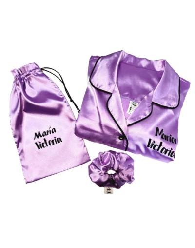 Set Pijama personalizada en satín para niña