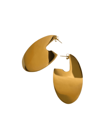 Maxi aretes semi circulares dorados