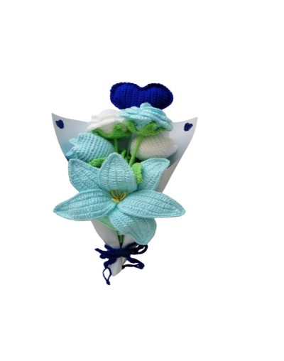 Ramo de flores azules tejido en crochet