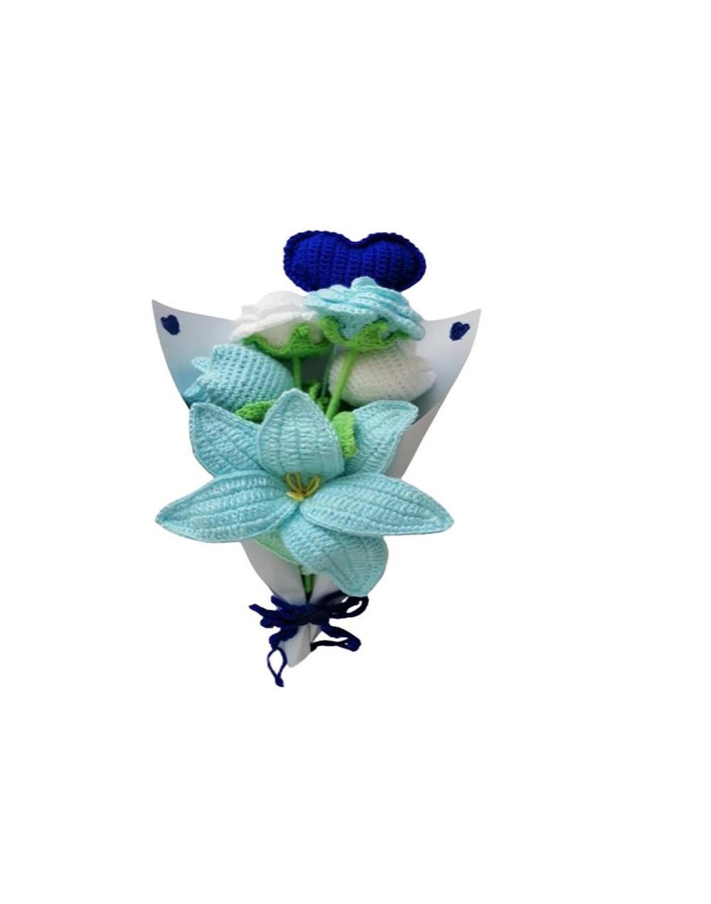 Ramo de flores azules tejido en crochet