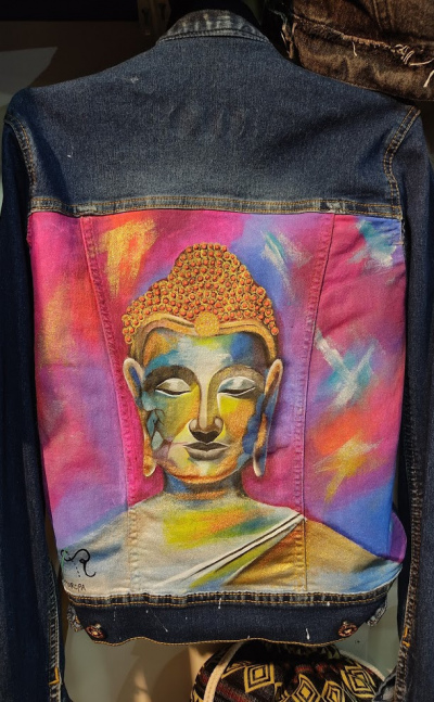 Chaqueta jean Buda pintado 
