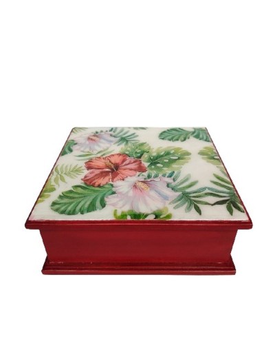 Caja cuatro divisiones flor hibisco