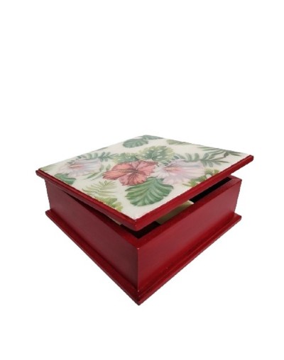 Caja cuatro divisiones flor hibisco