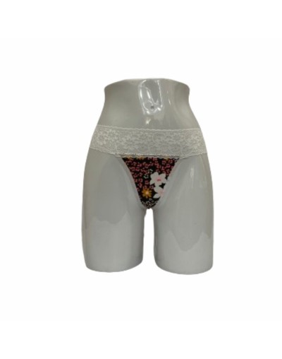 Panty lili tipo brasilera con encaje en cintura.