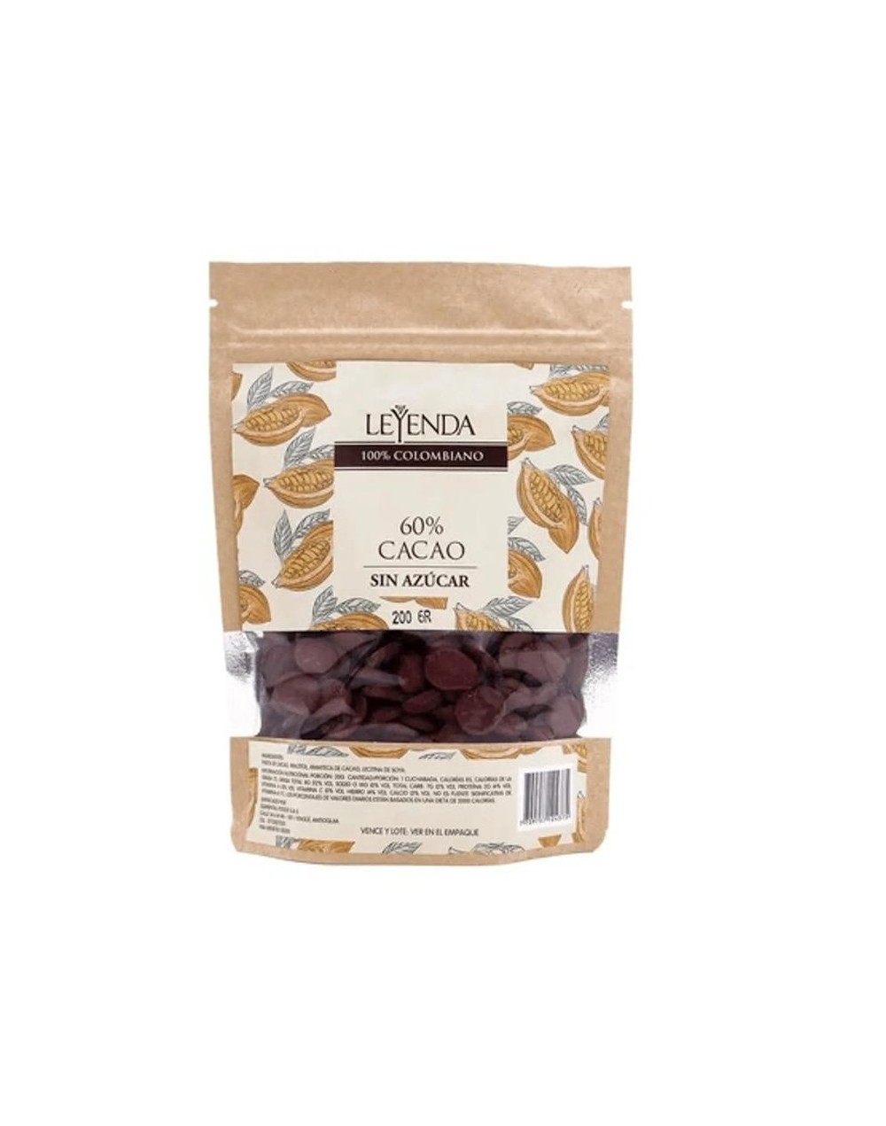 Leyenda monedas de chocolate al  60% sin azucar bolsa 200 g