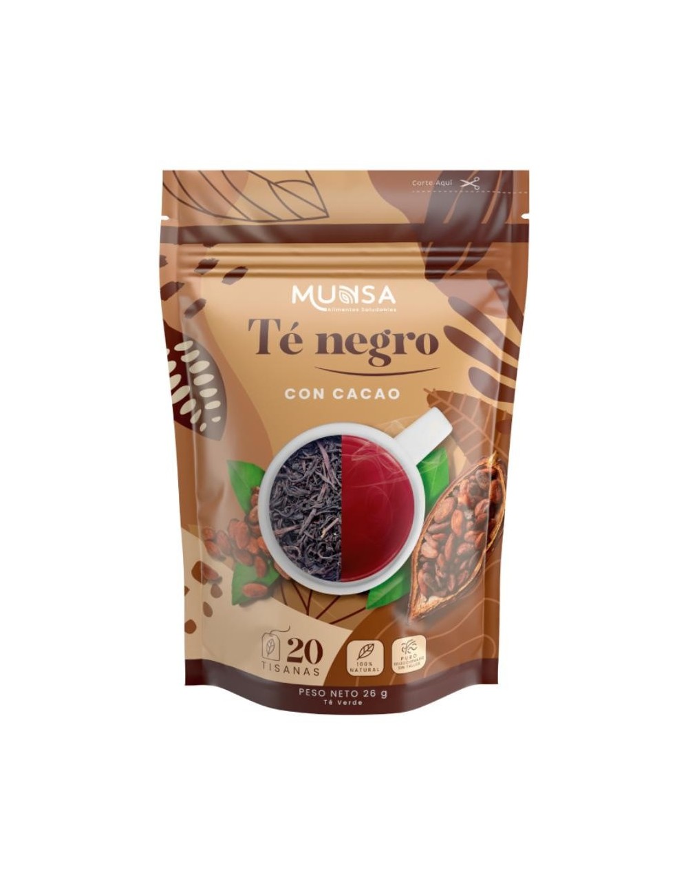 Munsa te negro con cacao x26grs/20 sobres