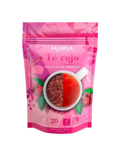 Munsa te rojo flor de jamaica x 26 grs/20 sobres