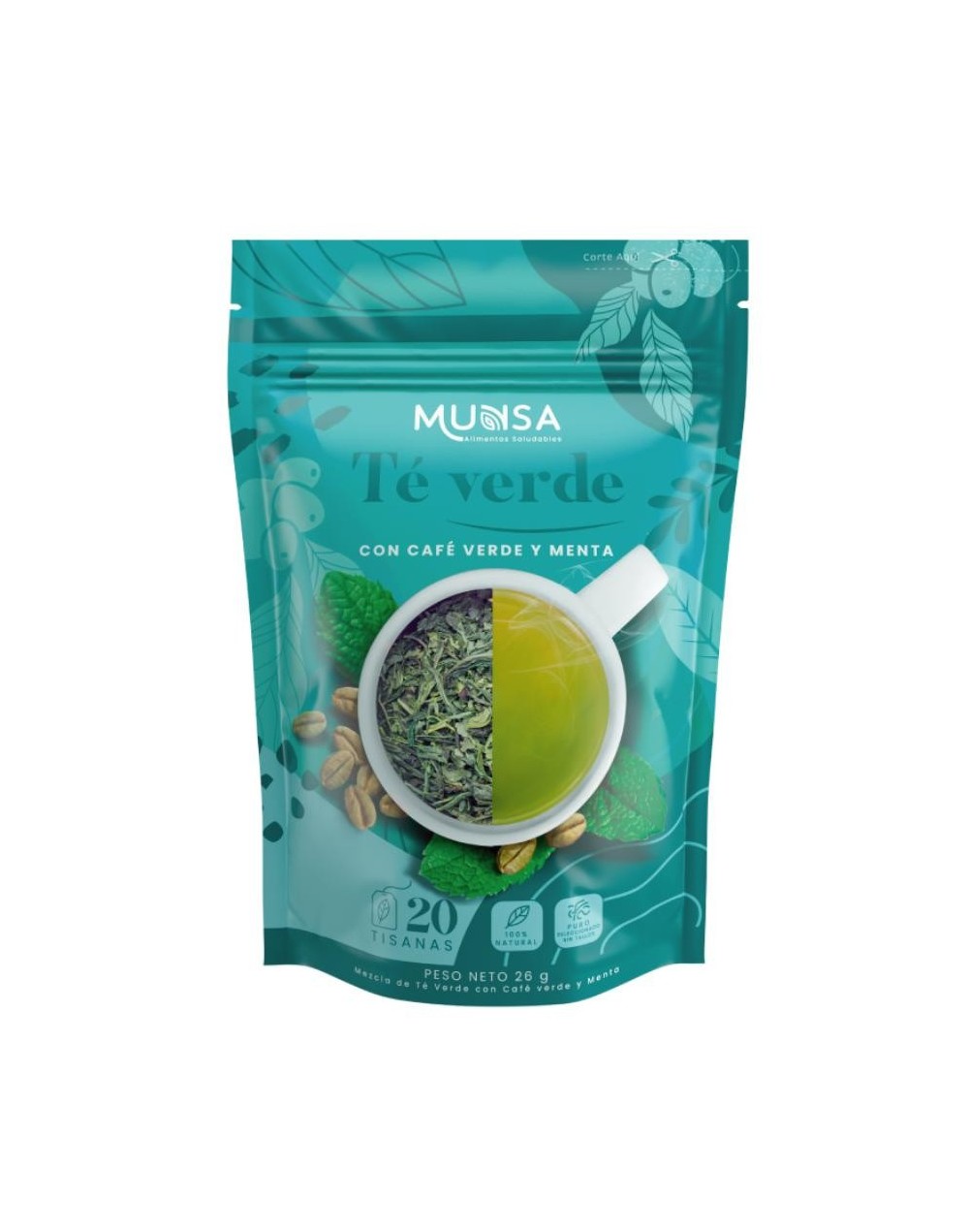 Munsa te verde café verde y menta x 26 grs/ 20 sobres