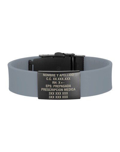 Manilla de identificación gris placa negra
