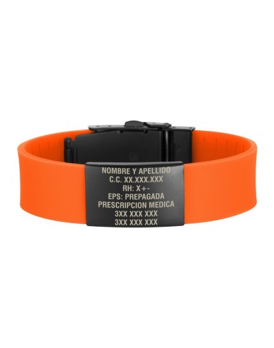 Manilla de identificación naranja placa negra