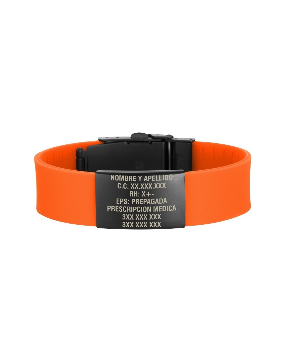 Manilla de identificación naranja placa negra