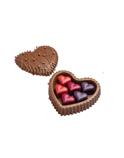 Cofre de chocolate en forma de corazón