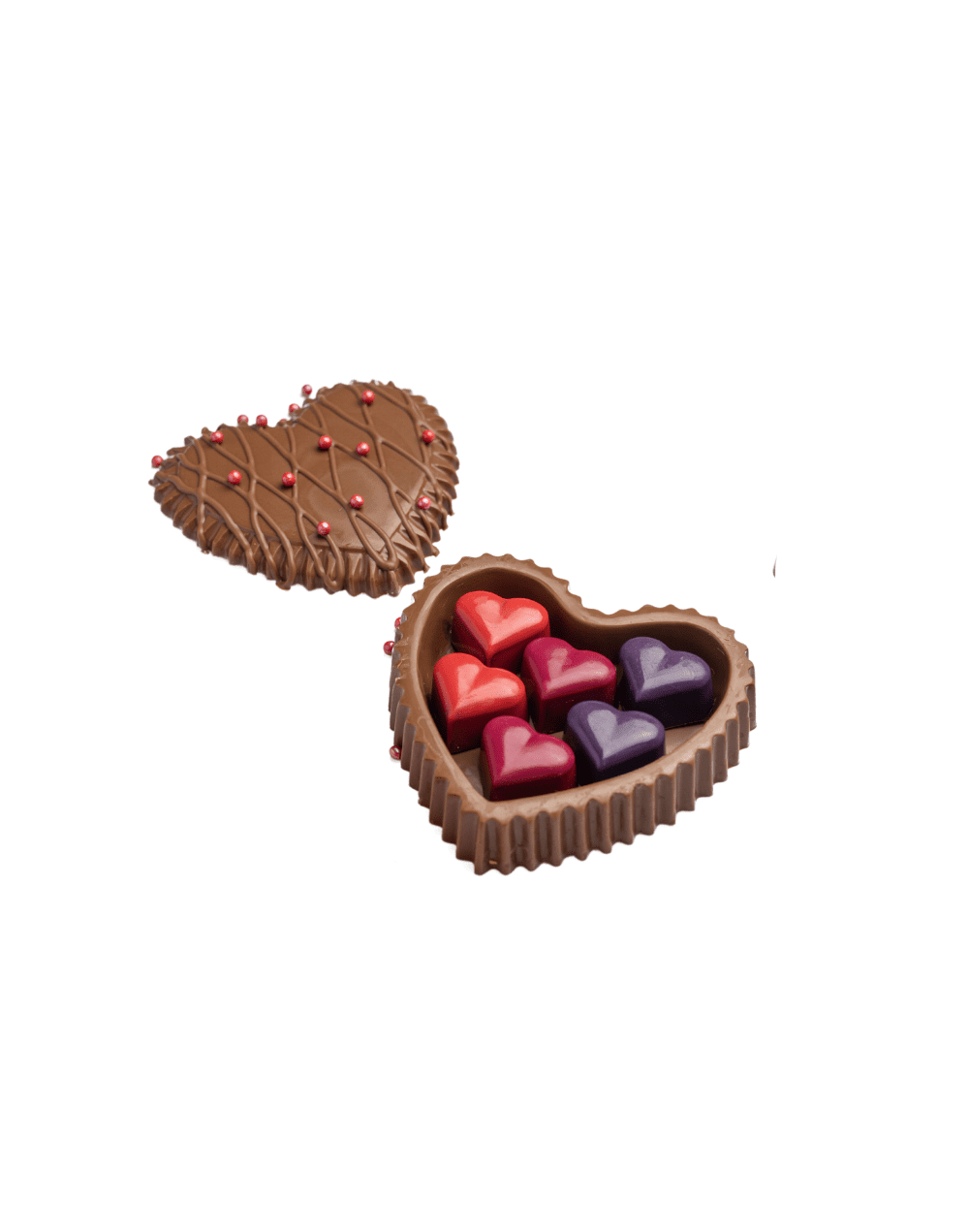 Cofre de chocolate en forma de corazón