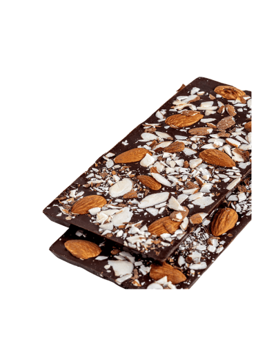Barra de chocolate sin azúcar con almendras