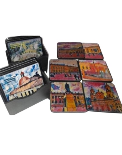 Juego de portavasos x 6 de sitios turisticos de bogota