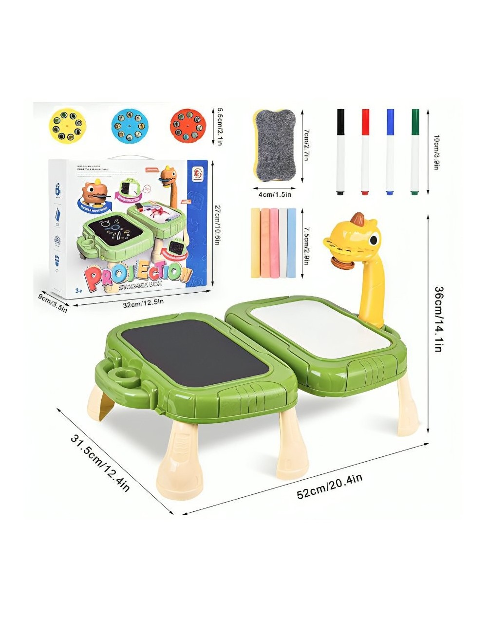 Mesa De Dibujo Niños Proyector Maletin Y Pizarra Set Pintura