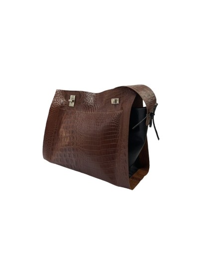 Aurora crocoprint coffee bolso mujer tendencia línea cuero