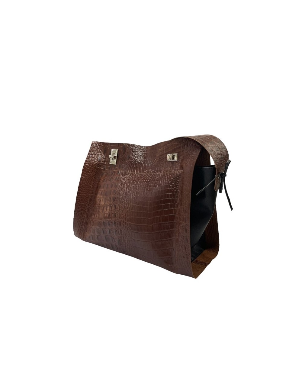 Aurora crocoprint coffee bolso mujer tendencia línea cuero