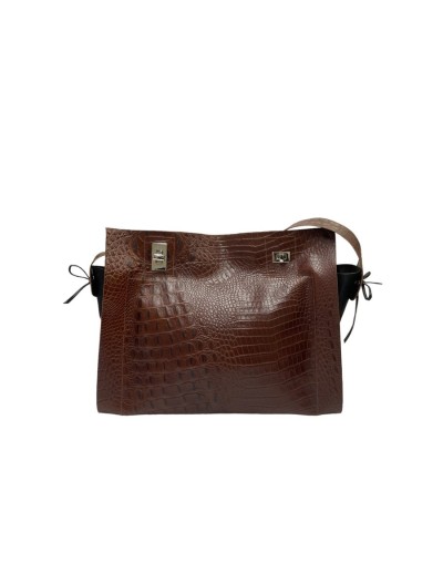 Aurora crocoprint coffee bolso mujer tendencia línea cuero