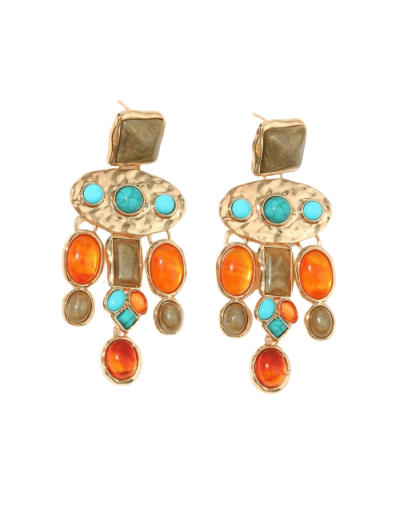 Pendientes largos chapados en oro