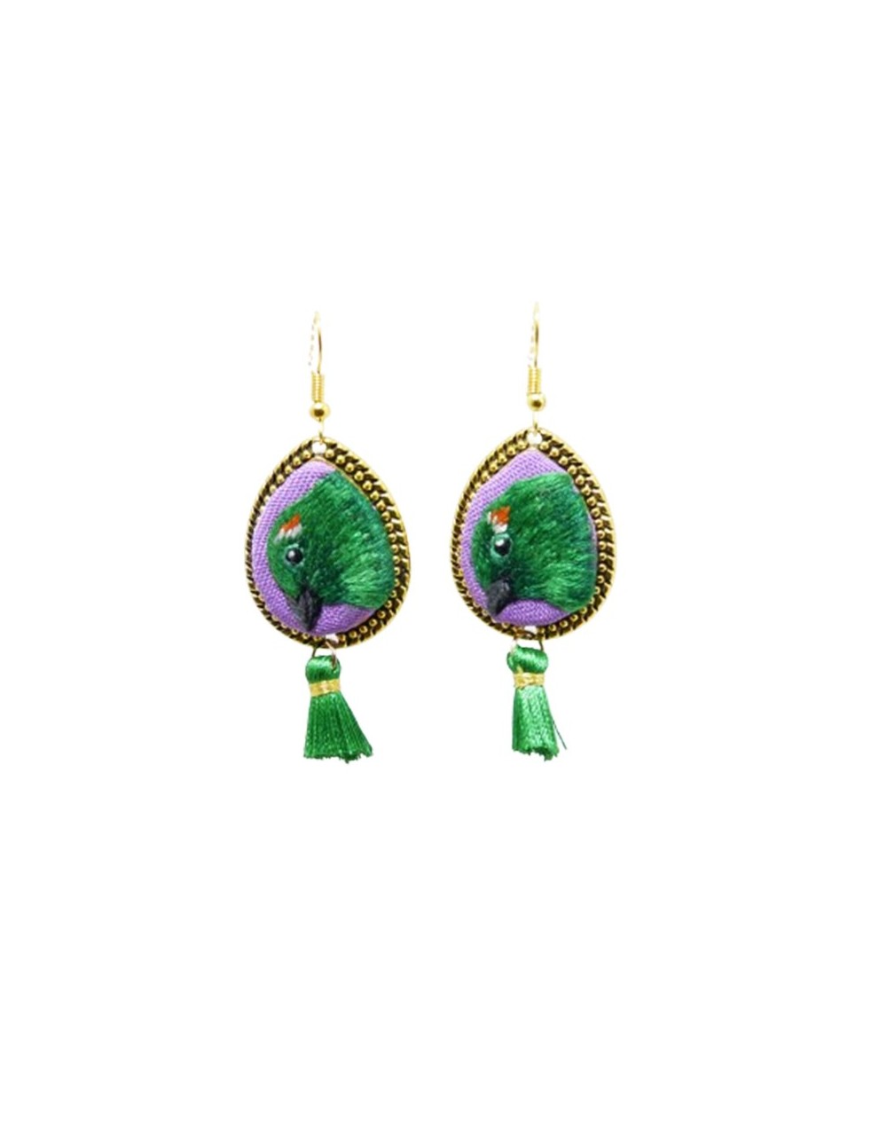 Aretes largos bordados