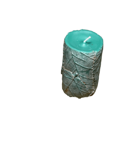 Vela aromática en cera vegetal tipo hojas fragancia yerbabuena