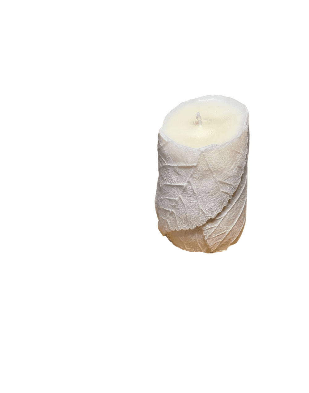 Vela aromática en cera vegetal tipo hojas fragancia chicle