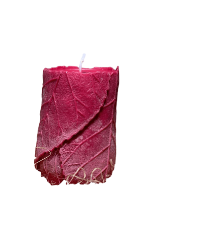 Vela aromática en cera vegetal tipo hojas fragancia caramelo