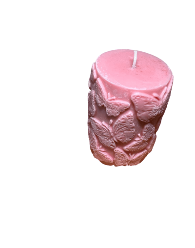 Vela aromática de cera vegetal tipo mariposas fragancia: lavanda-vainilla 