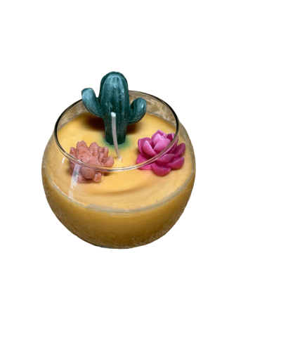Vela aromática de cera vegetal tipo terrario pequeño fragancia frutal