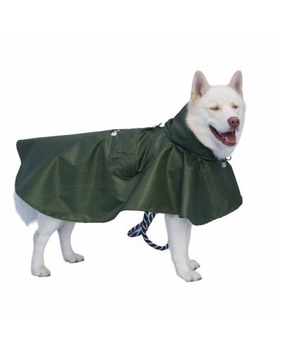 Capa impermeable para perros verde militar