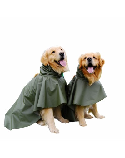 Capa impermeable para perros verde militar