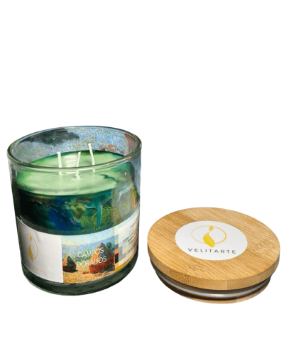 Vela homenaje campos dorados 350 ml fragancia canela manzana y bergamota
