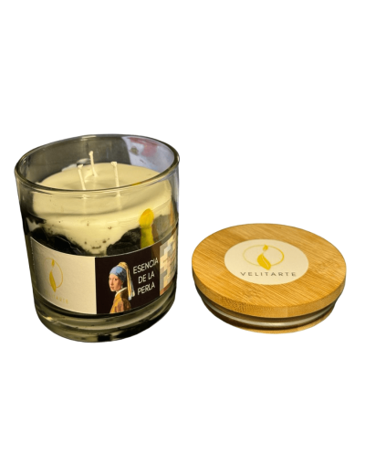 Vela homenaje esencia de la perla 350 ml fragancia manzanilla mandarina y jengibre