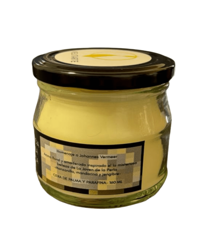 Vela homenaje esencia de la perla 160 ml fragancia manzanilla mandarina y jengibre