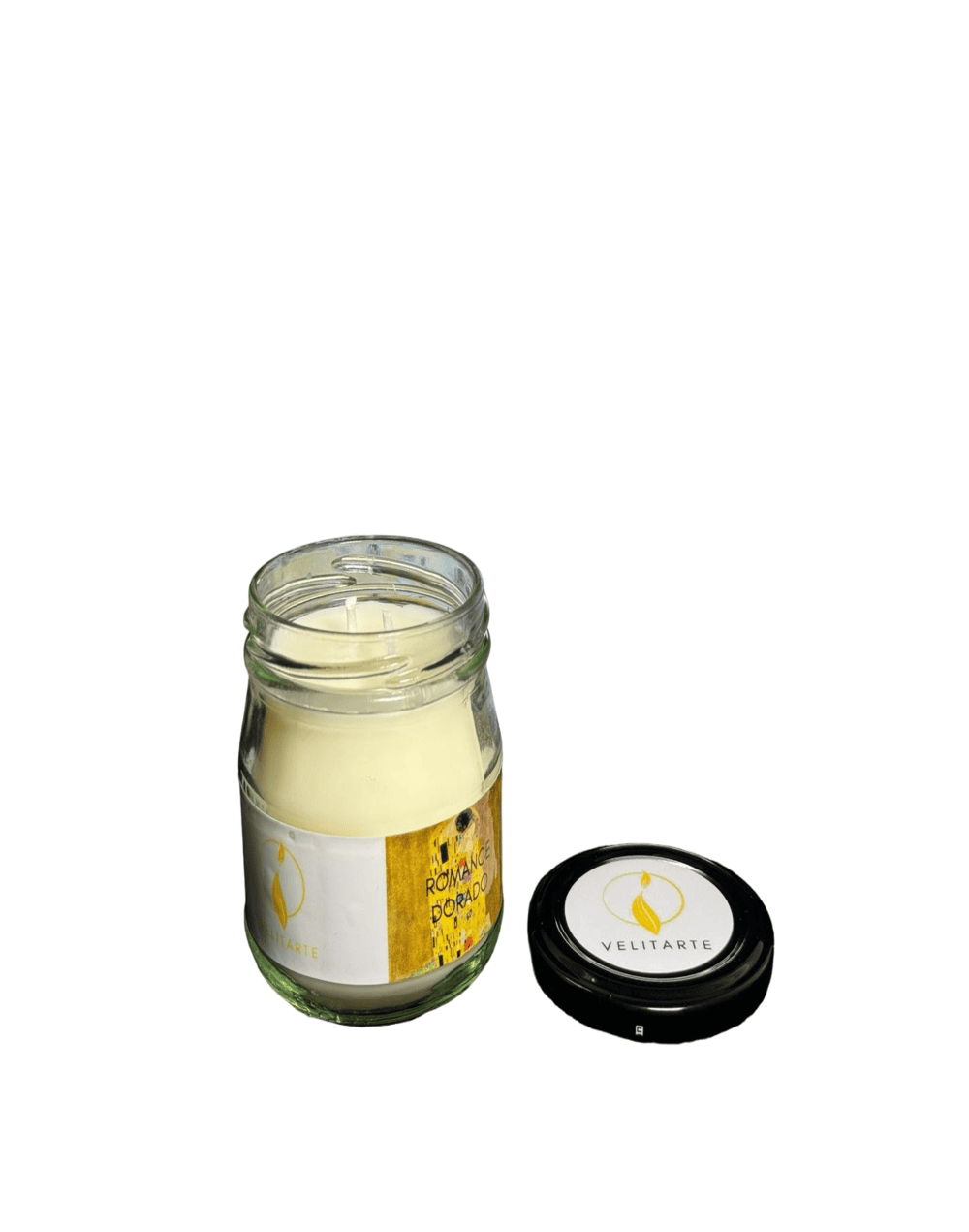 Vela homenaje romance dorado 160 ml fragancia bergamota jengibre y canela