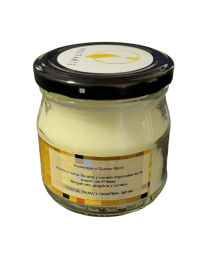 Vela homenaje romance dorado 160 ml fragancia bergamota jengibre y canela