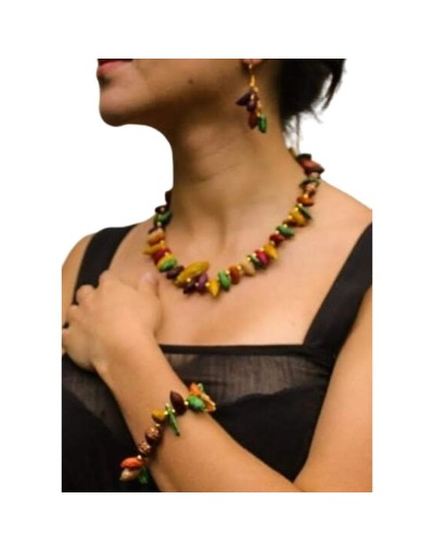 Juego de collar aretes y pulsera multicacao