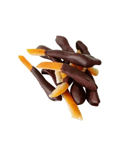 Cáscaras de naranja confitadas con chocolate