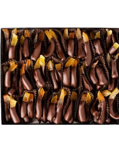 Cáscaras de naranja confitadas con chocolate
